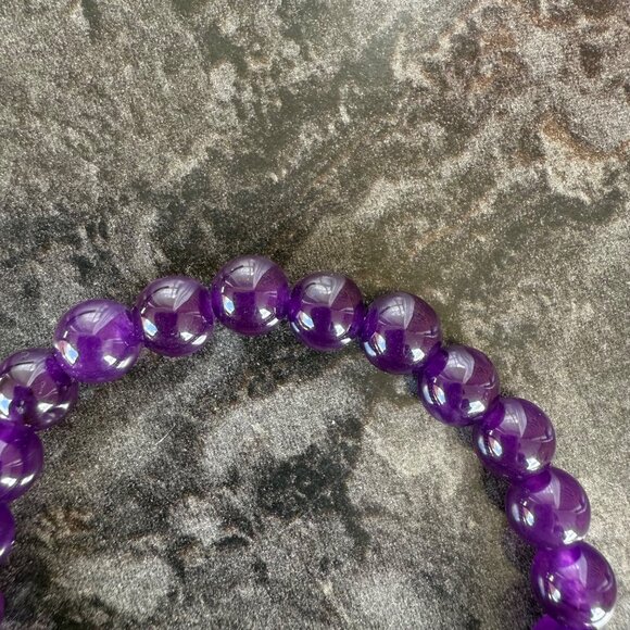 Amethyst Energy Bracelet 6.75 inch Natural Stone Beaded Stretch 8mm Beads - Picture 6 of 10